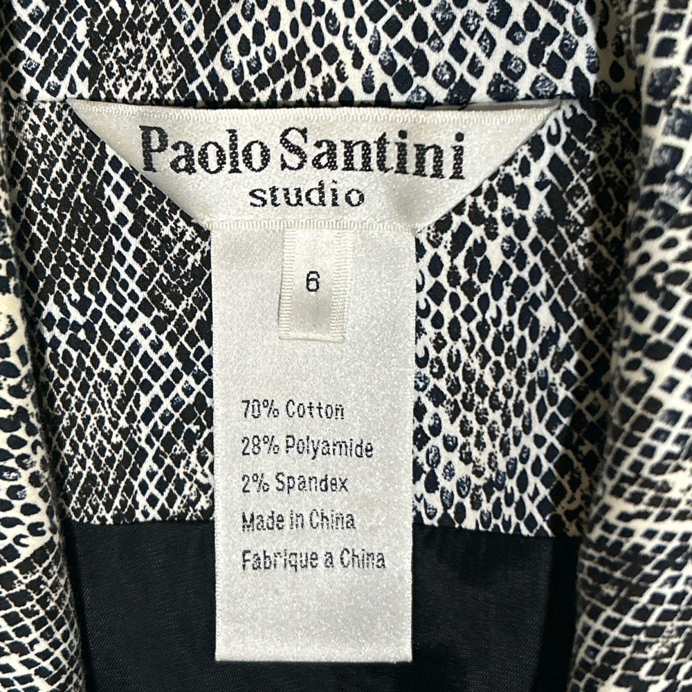 Paolo Santini Studio Snakeskin Print Suit Blazer Pants Womens Size 6 Stretch - Picture 13 of 15